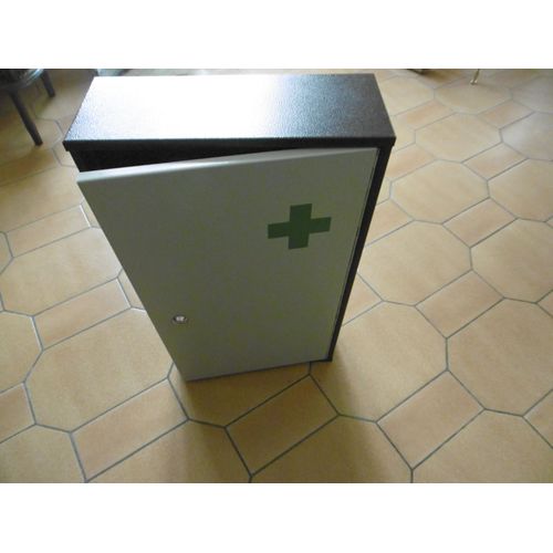 Armoire A Pharmacie Avec Barre De Suspension Pour 20 Pièces  Tôle Acier Marron Porte Grise Avec Serrure 2 Clés 530x310x115mm