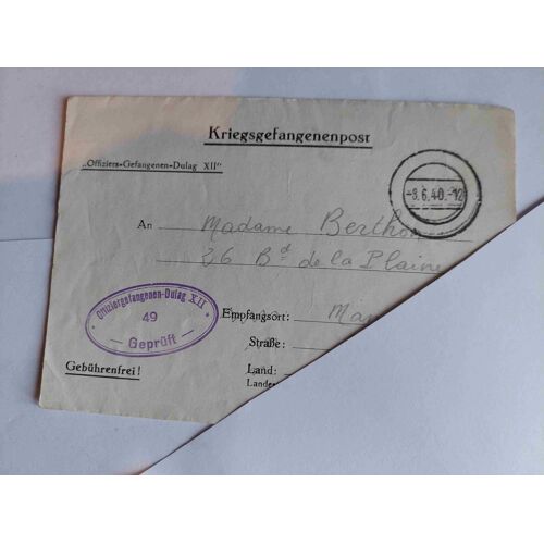 Lettre Seconde Guerre Mondiale; Camp De Concentration Stalag Xii, Allemagne / Berthon Manosque, 8 Juin 1940