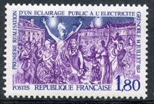 Première Réalisation D'Un Éclairage Public À L'Électricité À Grenoble Année 1982 N° 2224 Yvert Et Tellier Luxe