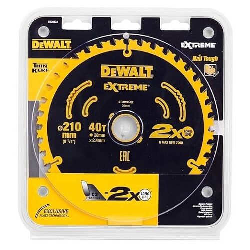 Lame de scie circulaire pour le Bois DEWALT DT20433-QZ / 210 x 30 x 2.4 mm / Nombre de dents : 40 (1 Pièce)
