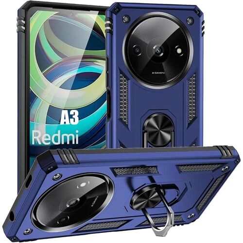 Coque Pour Xiaomi Redmi A3 - Protection Rigide Antichoc Avec Anneau - Bleu Marine - E.F.Connection