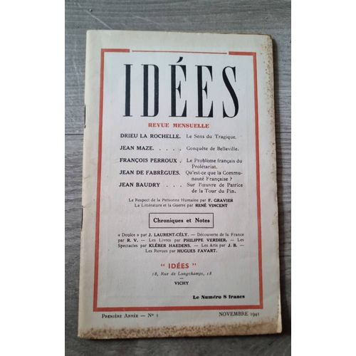 Idées - N°1 - Édition Originale - Novembre 1941