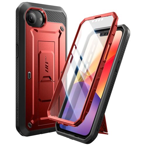 Coque Intégrale pour iPhone 16e Antichoc Béquille Support Supcase Rouge