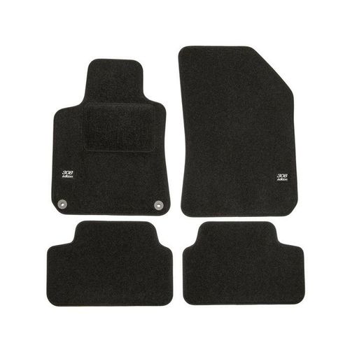 J&j Automotive | Logo Tapis De Sol Noir Velours Sur Mesure Pour Peugeot 308 2014-2021 4pcs