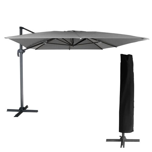 Parasol Déporté Molokai Rectangulaire 3x4m Gris + Housse