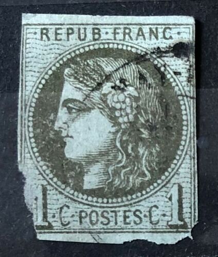 Cérès - Répub Franc - Nd - 1c Olive - Report 3 (Tirets Ou Lignes Sous Yeux, Pas De Contour Blanc) (N° 39c) Obl À Tout Tout Petit Prix - France Année 1870 - Brn83 - N24373