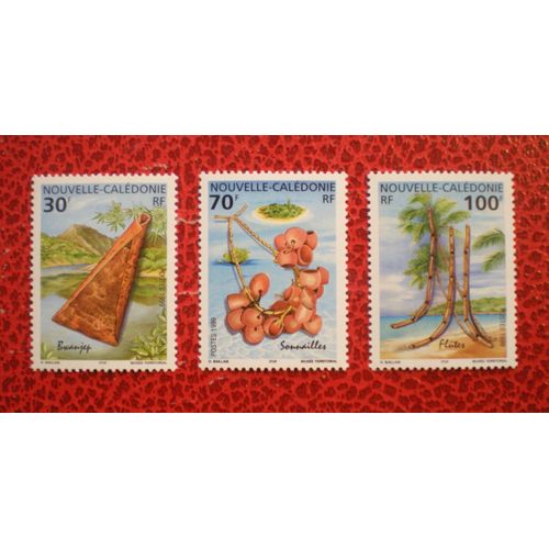 Instruments De Musique Typiques - Lot De 3 Timbres Neufs ** - Série Complète - Nouvelle-Calédonie - Année 1999