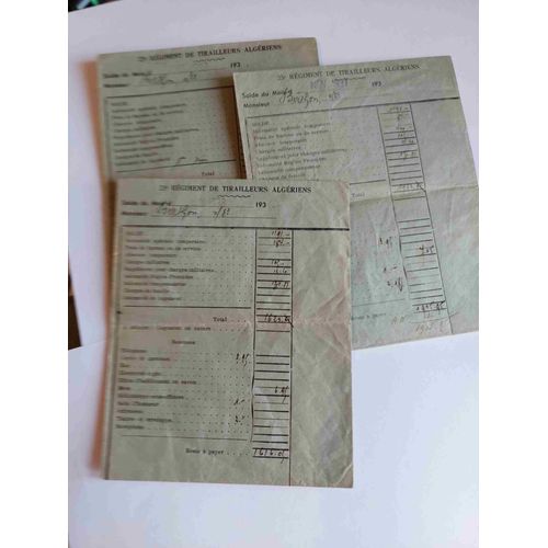 Lot De 3 Documents / Enveloppes : 25éme Régiment De Tirailleurs Algériens / 1937, M.Berthon, Solde / Algérie /Militaria