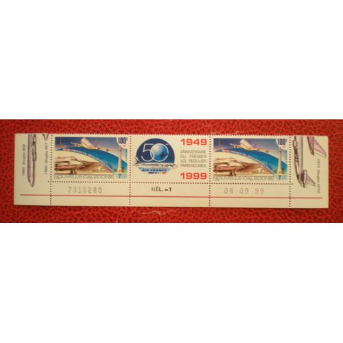 Cinquantenaire Du Premier Vol Régulier Paris-Nouméa - Lot De 2 Timbres Neufs ** - Nouvelle-Calédonie - Poste Aérienne - Année 1999
