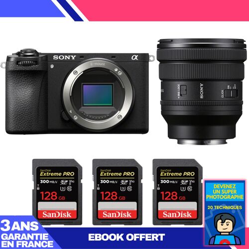 Boitier Sony A6700 + FE PZ 16-35mm f/4 G + 3 SanDisk 128GB Extreme PRO UHS-II SDXC 300 MB/s + Ebook 'Devenez Un Super Photographe'