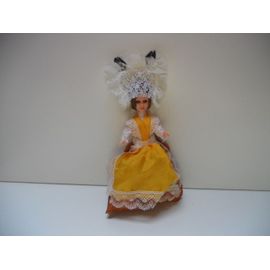 Poupée Folklorique Régionale Alsace Ou Autre 18 Cm Chapeau En Dentelle