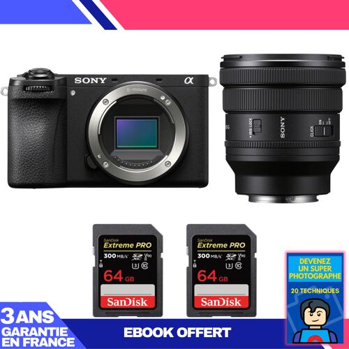 Boitier Sony A6700 + FE PZ 16-35mm f/4 G + 2 SanDisk 64GB Extreme PRO UHS-II SDXC 300 MB/s + Ebook 'Devenez Un Super Photographe'