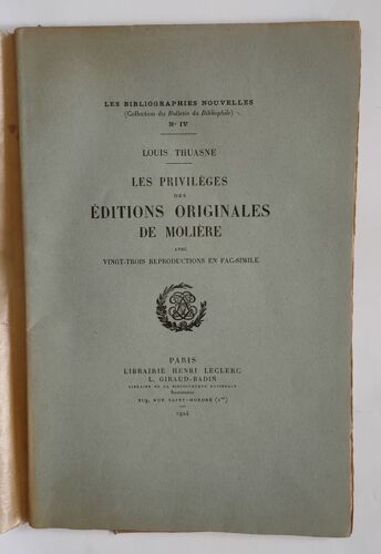 Les Privilèges Des Éditions Originales De Moliere
