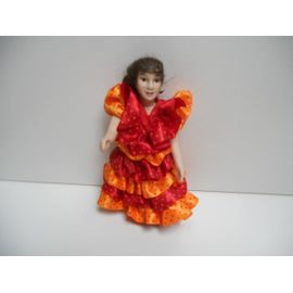 Poupée Folklorique Monde Espagne Flamenco Danseuse Porcelaine 14 Cm