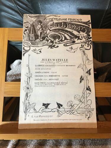 Jules Watelle La Grotte Enchantée Fantaisie Partition Direction Ad. Dubois