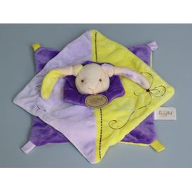 Doudou Lapin Plat Violet Jaune Baby Nat'