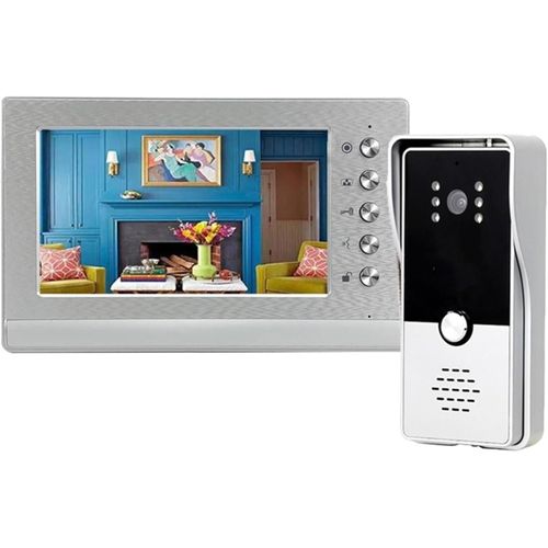 Interphone Vidéo Filaire 7" avec Caméra, Vision Jour/Nuit, Déverrouillage Électrique, Audio Bidirectionnel, Étanche, Installation Facile ¿ Sécurité Idéale pour Maison ou Portail