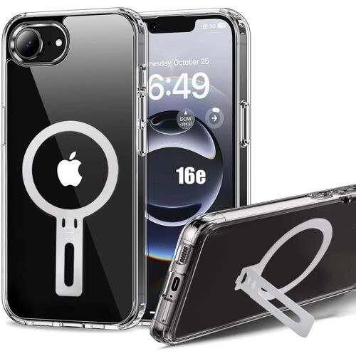 Coque pour iPhone 16e - Protection Silicone Antichoc avec Support Magnétique Réglable Argenté - E.F.Connection