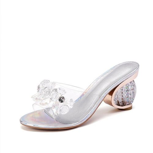 Claquette Escarpins Femme De Luxe Chaussons Femme Mules Femme Sandale A Talon Luxe Femme Comemore Pantoufles Pour Femmes, En Cristal, Transparentes, Sandales,légantes, Talons Hauts, Chaussures De Fête,