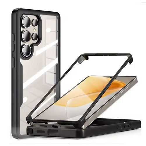 Coque Noir pour Samsung Galaxy S25 ULTRA 5G avec Protection D'écran, 360 integrale Antichoc Rigide PC/Souple TPU Gel Silicone - HQSELECTION®.