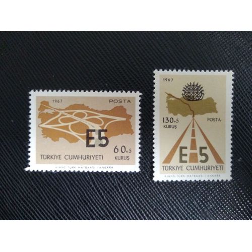 Timbre Turquie Yt 1831 - 1832 Série : Autoroutes Européennes 1967 (040409 )