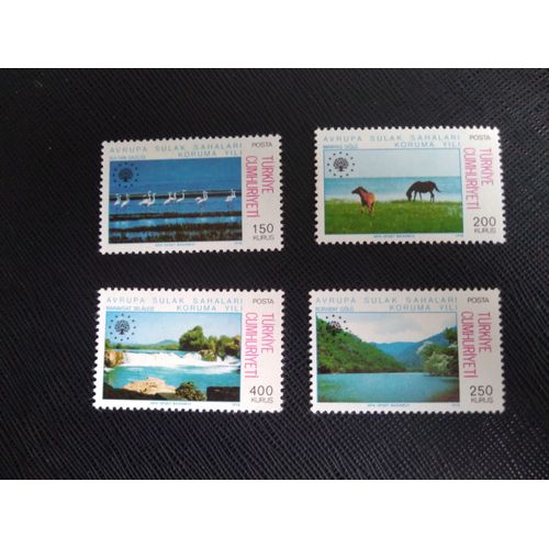 Timbre Turquie Yt 2160 A 2163 Série : L'année Européenne Conservation Zones Humides 1976 (040409 )