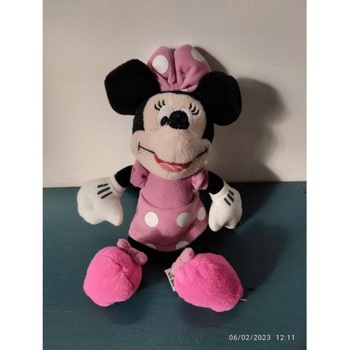 Peluche Minnie Robe Rose À Pois Blanc Disney