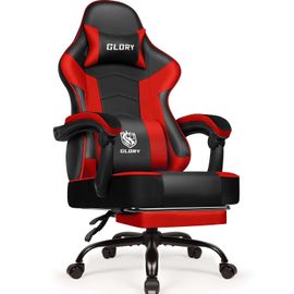 Fauteuil Gaming Ergonomique, Fauteuil Gamer, Chaise De Bureau, Chaise De Gaming, Gaming Chair Avec Dossier Réglable À 170°, Siege Gaming, Cuir Rouge