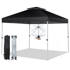 Tonnelle De Jardin Pliante Pop-Up - Costway - Noir - Toit Double Ventilé - Hauteur Réglable