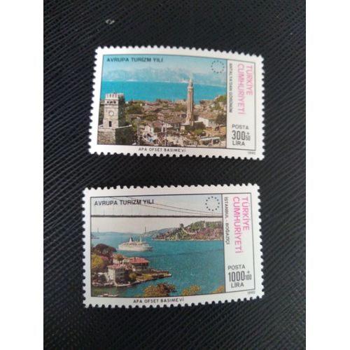 Timbre Turquie Y T 2632 - 2633 Série : Année Européenne Du Tourisme 1990 (040409 )