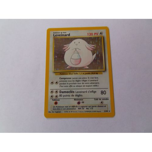 Carte Pokémon Leveinard Halo 3/102 Set De Base 1999