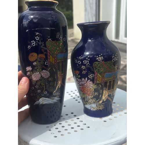 Japanese cobalt vintage bleu floral vase