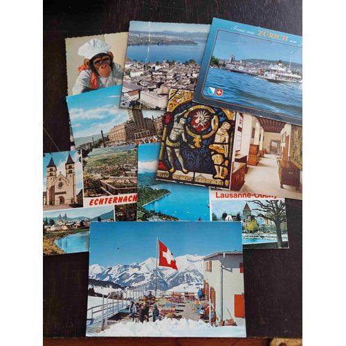 Lot De 7 Cartes Postales Modernes De Suisse : Singe, Bateau...