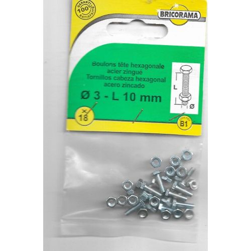 boulons acier à tete hesxagonale diam 3 L 10mm