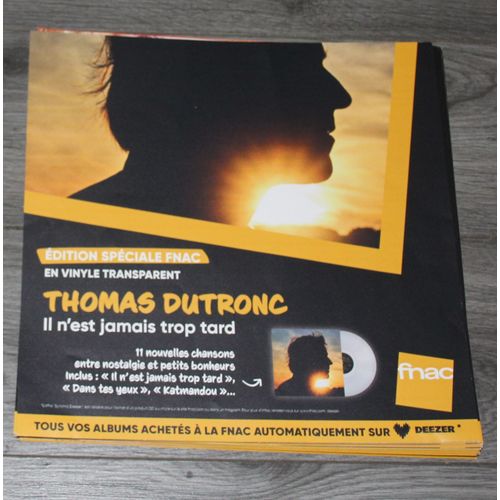Rare Plv 30x30cm Thomas Dutronc Il N'Est Jamais Trop Tard / Magasins Fnac