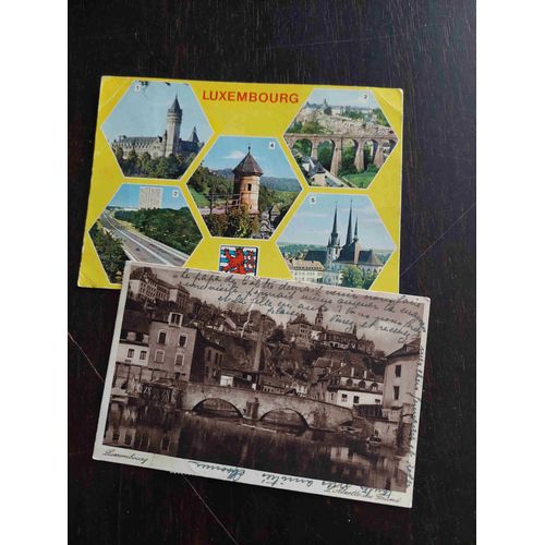Lot De 2 Cartes Postales Écrites, Du Luxembourg, Une Fortement Timbrée