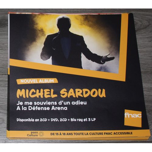 Rare Plv 30x30cm Souple Michel Sardou Je Me Souviens D'un Adieu À La Défense Aréna // Magasins Fnac