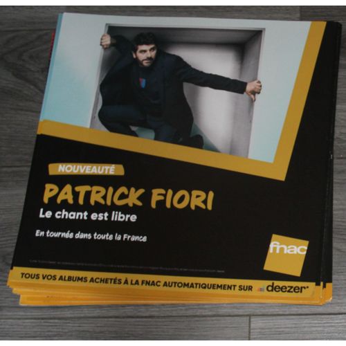 Rare Plv 30x30cm Souple Patrick Fiori Le Chant Est Libre // Magasins Fnac -