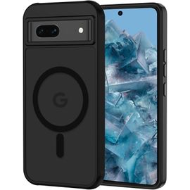 Coque Magnétique Compatible Magsafe Pour Google Pixel 7 - Dos Pc Translucide Mat, Bumper Tpu Antichoc, Protection Anti-Rayures Et Rebord Caméra Renforcé - Noir