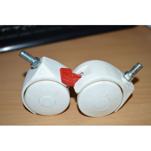 lot 4 roulettes plastique blanches