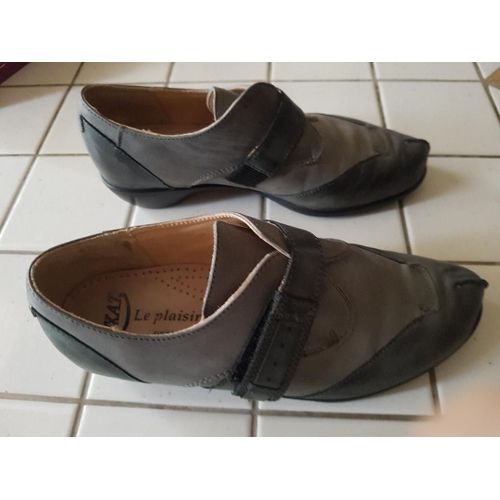 Baskets En Cuir À Velcros Luxat Kentucky Gris Foncé Sur Coussin D'air Taille 37