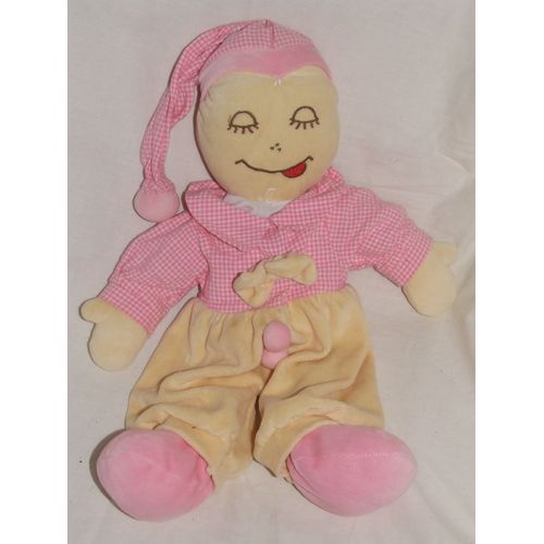 Poupee Lutin Vichy Rose Jaune 45 Cm Et Bonnet 28 Cm