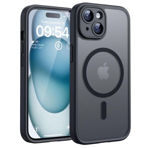 Coque Mat Magnétique Pour Iphone 15, Compatible Avec Magsafe, Protection D'objectif ,Coque Translucide Arrière Antichoc - Hqselection®