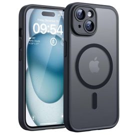 Coque Mat Magnétique pour iPhone 15, Compatible avec MagSafe, Protection d'objectif ,Coque Translucide Arrière Antichoc - HQSELECTION®