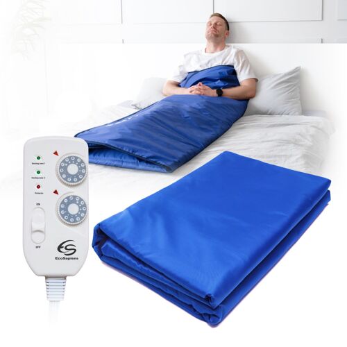 Couverture Thermique SPA Infrarouge 180x220 cm, 2 Zones de Chauffage, Sauna Portable à la Maison, Thérapie Infrarouge, Détoxification du Corps, Anti-âge, Machine de Beauté