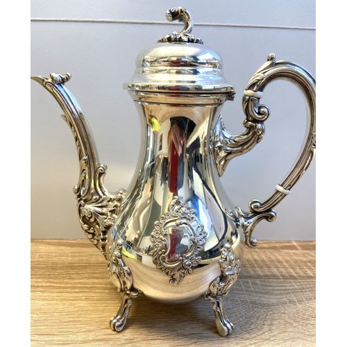 Élégante & Ancienne Verseuse À Thé Café Style Louis 15 Rocaille Métal Argenté