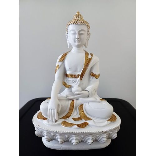 Statue Résine Bouddha Méditation Blanc 20 cm