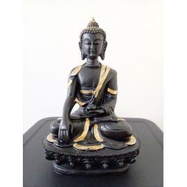 Statue Résine Bouddha Méditation Noir 20 cm