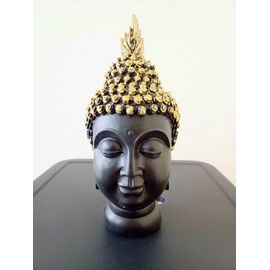 Statue Résine Tête de Bouddha Noir 15 cm