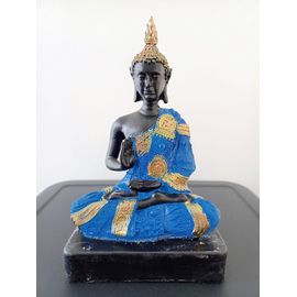 Statue Résine Bouddha Thaï Bleu 18 cm